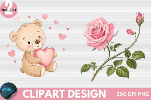 Download Retro Pink Valentine Clipart PNG - Premium Bundle