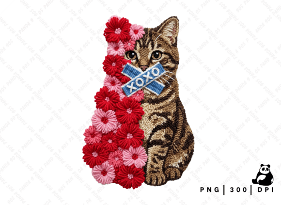 Download Floral Valentine Cat Latch Hook PNG - Latch hook png Collection